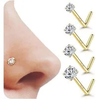 YADOCA Nasenpiercing 4er Set 14K Gold 20G Nasenpiercing Zirkonia Chirurgenstahl Stecker