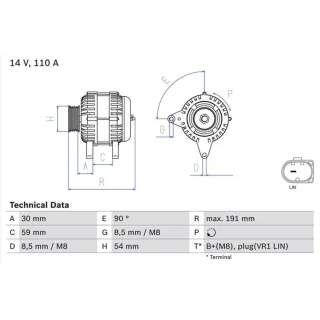 Bosch Lichtmaschine 110A Audi Seat Skoda VW 0986083270