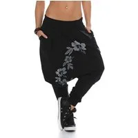 malito more than fashion Haremshose malito Damen Haremshose mit tiefem Schnitt, Hose mit Flower Print, mit vertieftem Schritt Einheitsgröße