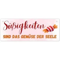 speecheese Metallschild Bonbon Metallschild L in 10 5x28cm mit Spruch Süßigkeiten sind das