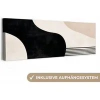 OneMillionCanvasses® Leinwandbild Panorama Abstrakt - Japandi - Beige - Modern, Fotodruck (1 St), Wandbild, Deko Schlafzimmer Wohnzimmer Flur 60x20 cm