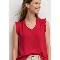 STREET ONE Rüschenbluse Sommertop mit V-Neck und Rüschen