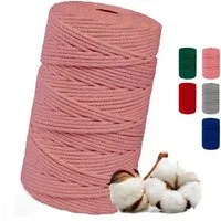 FadenWelt Makramee Garn 3mm x 100m, Baumwollgarn für DIY Handwerk Bastelgarn, 100,00 m (Baumwollschnur für Stricken, Baumwollseil für Wandbehänge und Pflanzen Aufhänger)