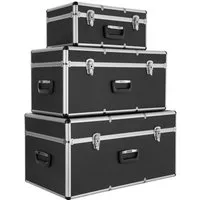 Arebos Werkzeugbox Alu-Transportkoffer-Set 3-teilig L-XL-XXL stapelbar, abschließbar (Set, 3 St), Geräumig: Volumen 30 L (L), 70 L (XL) und 100 L (XXL)