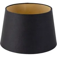 Qazqa Lampenschirm Rond schuin katoen, QAZQA Lampenschirm, Schwarz, Textil, Modern