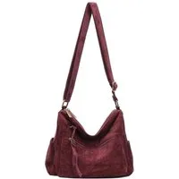 ITALYSHOP24 Schultertasche Damen Tasche Samt Shopper Crossbody Umhängetasche Body Bag Freizeit, Henkeltasche Beuteltasche Handtasche Hobo Bag Velours Leichtgewicht