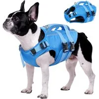 FELIXLEO Schwimmweste Hunde Schwimmweste Rettungsweste mit Griff Ripstop Blue M