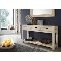 Massivmoebel24 Konsolentisch Akazie 140x40x78 white stone   NATURE WHITE #90