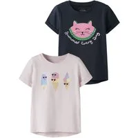 Name It T-Shirt NMFVIX 2P SS TOP (Packung, 2-tlg) Baumwollmischung, normal geschnitten