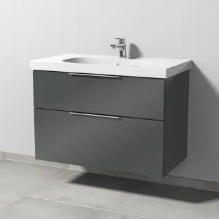 Sanipa 3way Waschtischunterbau zu Geberit Acanto Waschtisch mit 2 Auszügen, Anthrazit-Glanz UF41879