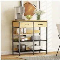 HOMCOM Sideboard Buffetschrank Aufbewahrungsschrank 2 Schubladen 3 offenen Regalen (Kommode, 1 St., Küchenschrank), für Küche, Wohnzimmer, Esszimmer, 90x40x91 cm, Naturholz