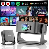 wowlink [Smart TV OS & HDR10+ & 3D Sound] 4K Beamer mit WiFi 6 Beamer (580 lm, 20000:1, 4K px, Bluetooth 5.4, Built-in Smart OS & Apps & Auto Focus & Keystone)