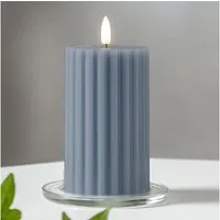 STAR TRADING LED Dekolicht Star Trading LED Blockkerze "Flamme Stripe" Blau aus Wachs