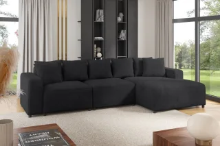 Ecksofa Designersofa Sofa MEGAN in Stoff Poso Anthrazit Ottomane Rechts