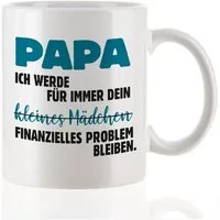Herz & Heim Tasse für Papa als lustiges Geschenk zum Vatertag "Finanzielles Problem", Keramik, mit Aufdruck