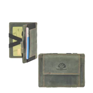 Minimalistisches Magic Wallet mit Münzfach aus Leder in der farbe grün | Greenburry. Die strukturierte Aufteilung für Ihren geordneten Alltag.
