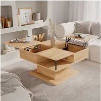 Vicco Couchtisch Movira, Goldkraft Eiche, 80 x 45 cm mit Staufächern (1-St)