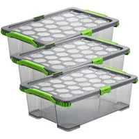 ROTHO Aufbewahrungsbox 3er Set Lagerbox 30l EVO TOTAL PROTECTION (Aufbewahrungsset, 3er-Set)