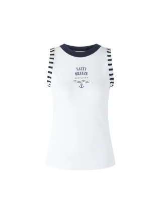 Marc Cain Sports - Top mit maritimem Print white - Gr. - 40