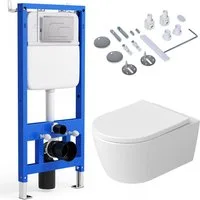 Rainsworth WC-Komplettset Vorwandelement WC mit Unterputz Spülkasten, wandhängend, WC-Sitz mit Absenkautomatik, Toilette spulrandlos