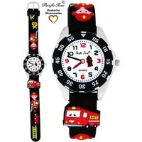 Pacific Time Quarzuhr Kinder Armbanduhr Feuerwehr Silikonarmband, Gratis Versand