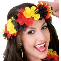 Fries Stirnband Deutschland Stirnband Hawaii WM EM Fußball Schwarz Rot Gold Party Schwarz Rot Gold
