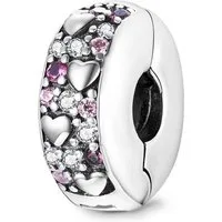 Gnoce Bead Gnoce Charm Stopper rosa Herzen GJC113 Silber