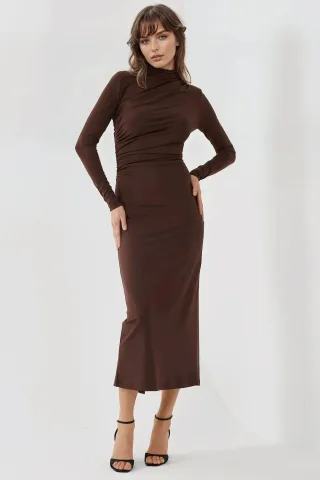 Bodycon Drapiertes Midi-Kleid