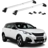 OMAC Dachträger Relingträger für Peugeot 5008 2017-2025 Alu Silber 2 tlg ABE (2-St), Wasserbeständig,Abnehmbar,Multifunktional,Leichtgewichtig