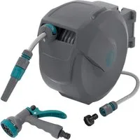 ECD Germany Schlauchaufroller Schlauchtrommel mit Arretierstop 9 Sprühfunktionen 180° Schwenkbar, Schlauchtrommel 15m+1,5m Arretierstop 9 Funktionen 180° Schwenkbar