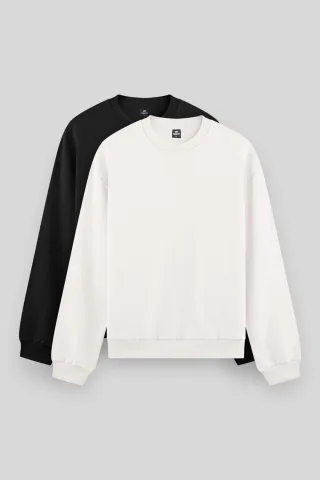 Herren Unifarben Rundhals-Sweatshirt