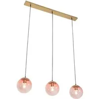 Qazqa Pendelleuchte Pallon, ohne Leuchtmittel, Warmweiß, QAZQA Hängeleuchte, e27, Rosa, Glas, Art Deco
