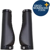Diedrich Filmer GmbH Fahrradlenkergriff Fahrrad-Griffe Ergonomisch Schraubgriffe Schwarz (2x Lenkergriffe, 2-St., Set), Set 135mm Lenker-Griffe Ergo PU Leder Optik Lenkergriffe Fahrradgriffe