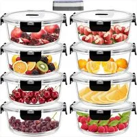 KingLux Frischhaltedose 8Stk.400ml Stapelbar Glasschüssel mit Deckel,Rund Vorratsdosen Glas, Borosilikatglas, (8-tlg)