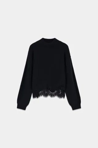 Guess - LS MN HAYDEN LACE SWTR Jet Black A996 - Gr. - S