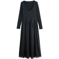 Next Midikleid Tüll-Midikleid aus Jersey-Mix (1-tlg)