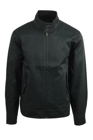 Fred Perry gewachste Baumwoll-Harrington-Jacke Nachtgrün