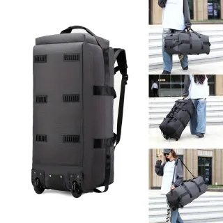 Xmund 60L+ Large Capacity Rolling Duffle Bag Foldable Travel Luggage with Wheels Convertible Backpack Fine Fabric Airlin