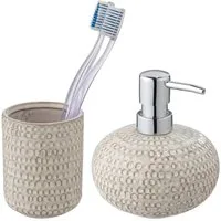 WENKO Badaccessoire-Set Davos, Set, 2 tlg., aus Keramik mit Effektglasur