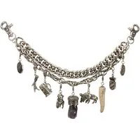 Alpenflüstern Kette mit Anhänger Trachten-Charivari Josef (antik-silber-farben), - Hochwertiger Herren-Trachtenschmuck mit Trophäen-Anhängern für die L