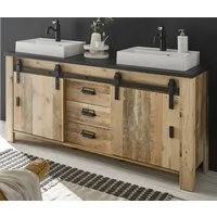 Furn.Design Doppelwaschtisch Stove (Waschtischunterschrank mit 2x Waschbecken, Breite 164 cm), mit Schiebetüren und Soft-Close