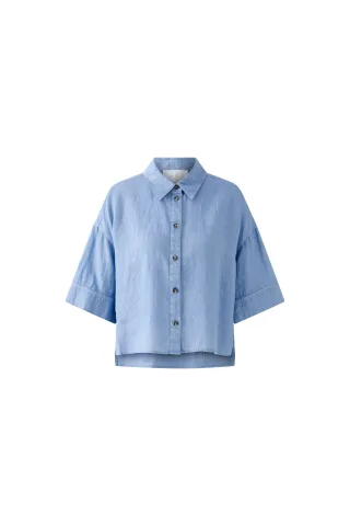 Oui - Bluse reines Leinen ocean blue - Gr. - 42