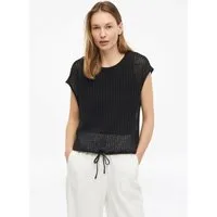 s.Oliver Kurzarmshirt T-Shirt T-Shirt aus Häkelspitze mit verstellbarem Saum