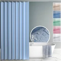 ANRO Duschvorhang aus Italien hochwertiger Badevorhang Textil mit Ösen und Haken Breite 120 cm (Packung, 1-tlg., Duschvorhang inkl. Aufhängeringe), robuster Vorhang Stangenaufhängung in Größe 200x120cm in blau
