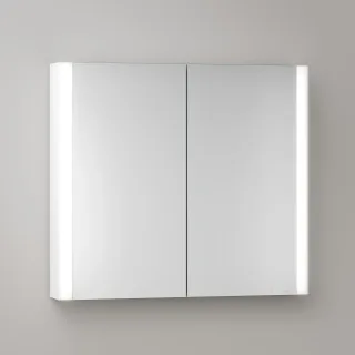KEUCO Royal Atlas LED Spiegelschrank 80 x 71 x 12,7 cm mit 2 Türen, Spiegelheizung, Aufputz 211201450029