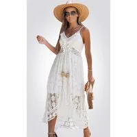 Cupshe Strandkleid Kleid mit Schnürung und Falten Rüsche
