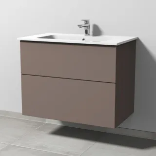 Sanipa 3way Waschtischunterbau zu Duravit ME by Starck Waschtisch mit 2 Auszügen, Taupe-Matt SP7251T