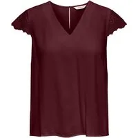 ONLY Kurzarmbluse ONLELVA-VIA S/S DETAIL TOP WVN CS FR Viskose, Spitze