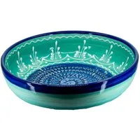 Kaladia Multireibe Reibeschüssel in Blau & Türkis, Keramik, handbemalte Küchenreibe - Made in Spain