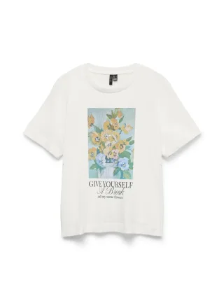 VERO MODA - VMKLARA METTE SS TOP BOX JRS Snow White - Gr. - S